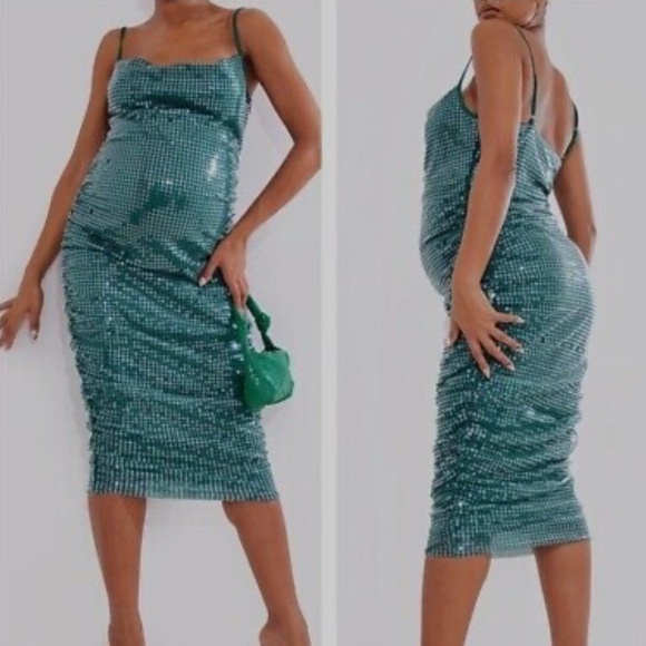 COPY - Green sequin maternity dress - Picture 1 of 4